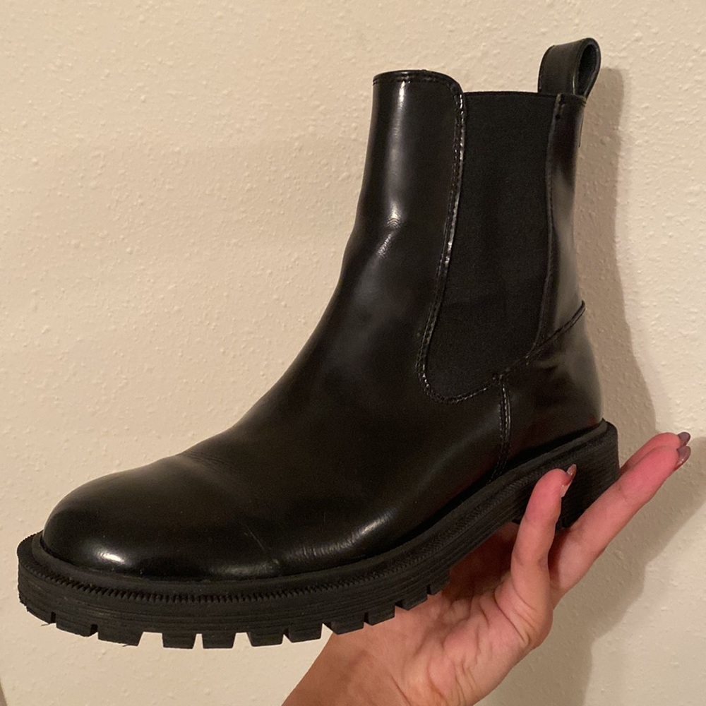 Black leather boots